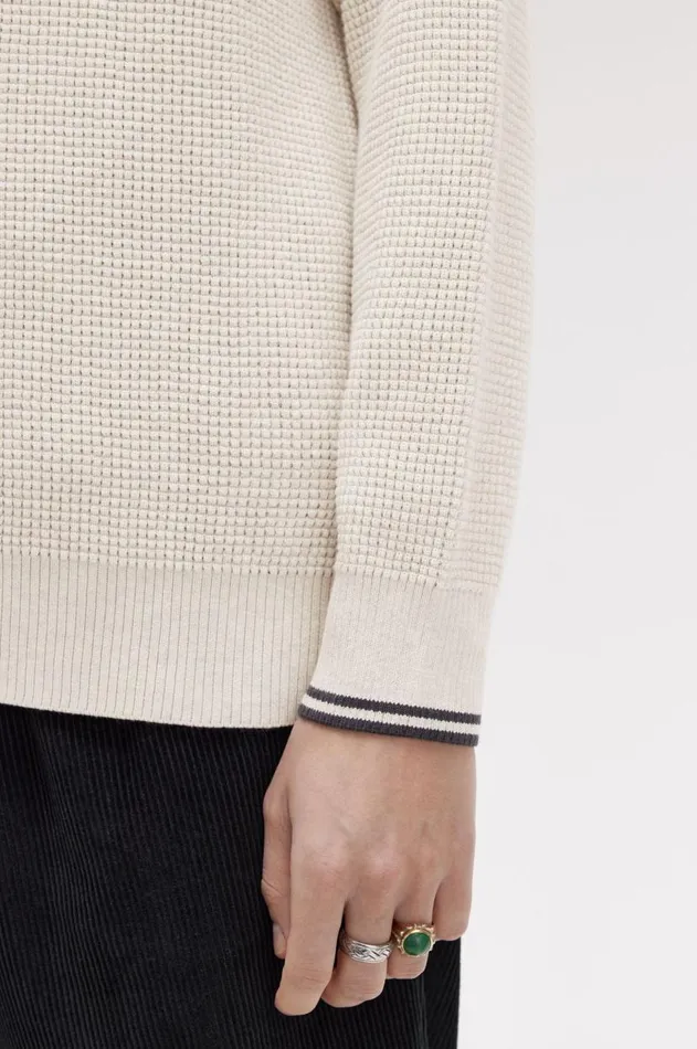 Men Knitwear Fred Perry Waffle Stitch Jumper Porridge Marl