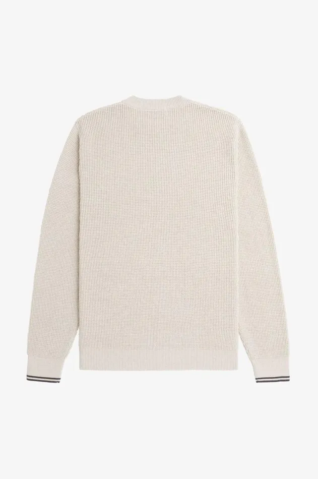 Men Knitwear Fred Perry Waffle Stitch Jumper Porridge Marl