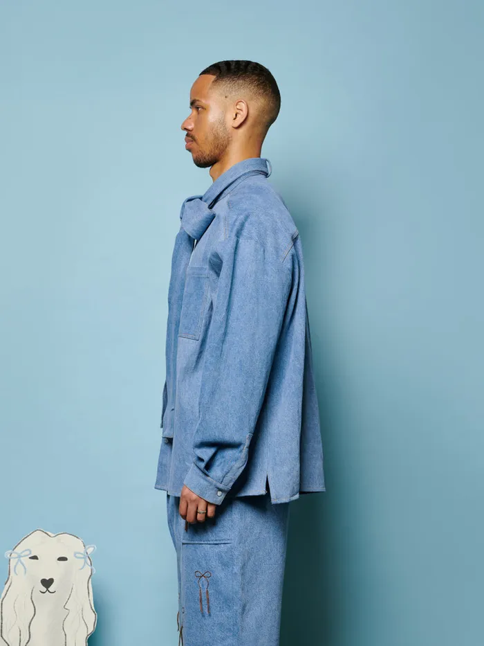 Men Lincoln Denim Bow Shirt Washed Denim Sister Jane Shirts