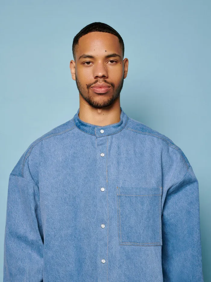 Men Lincoln Denim Bow Shirt Washed Denim Sister Jane Shirts