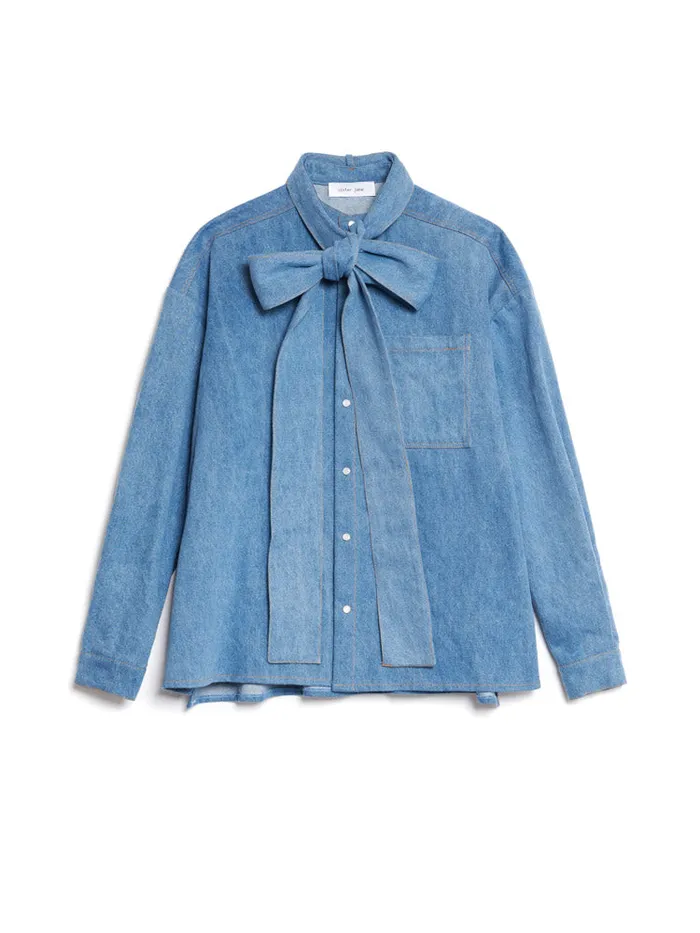 Men Lincoln Denim Bow Shirt Washed Denim Sister Jane Shirts