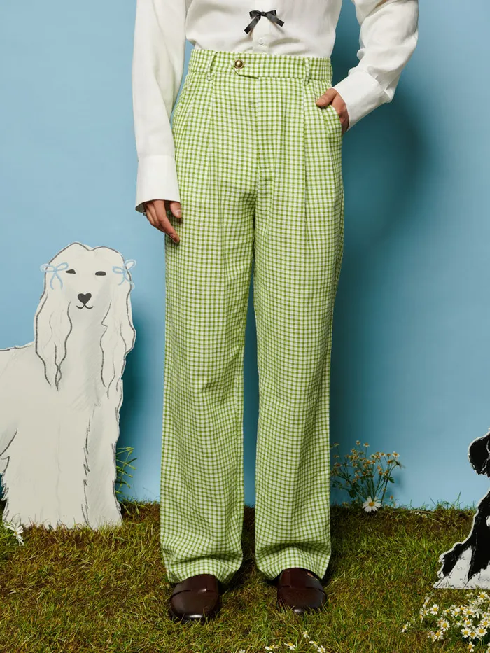 Men Lionel Gingham Trousers Fern Green Sister Jane Trousers
