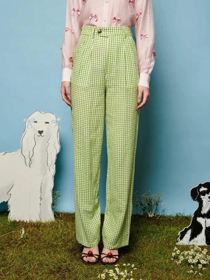 Men Lionel Gingham Trousers Fern Green Sister Jane Trousers