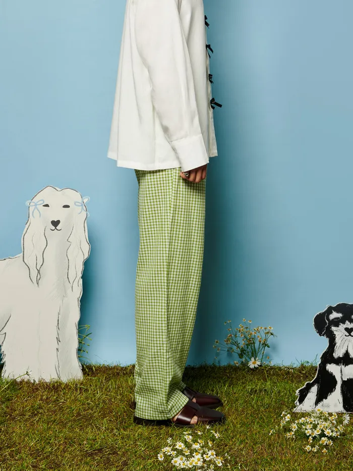 Men Lionel Gingham Trousers Fern Green Sister Jane Trousers