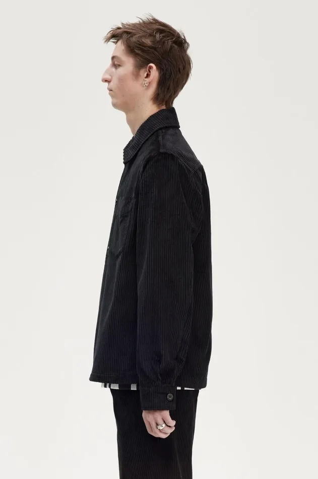 Men Overshirts Fred Perry Corduroy Overshirt Black