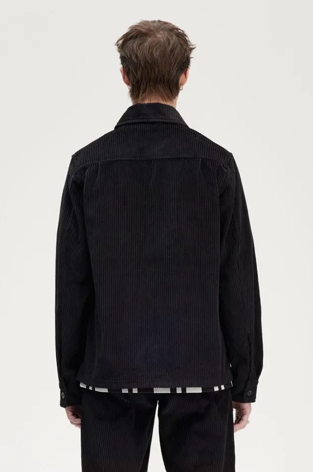 Men Overshirts Fred Perry Corduroy Overshirt Black