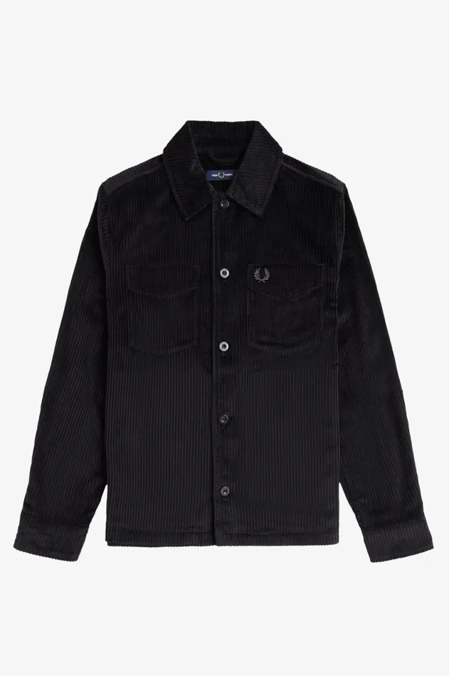Men Overshirts Fred Perry Corduroy Overshirt Black