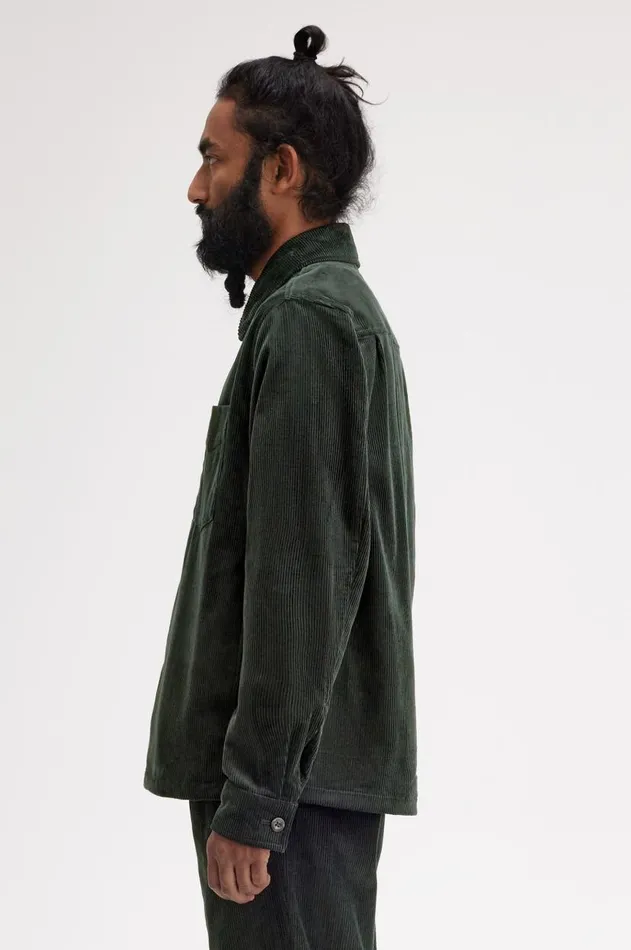 Men Overshirts Fred Perry Corduroy Overshirt Night Green