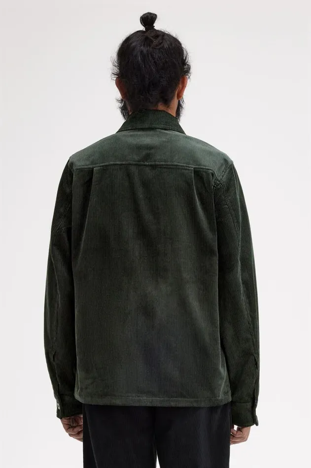 Men Overshirts Fred Perry Corduroy Overshirt Night Green