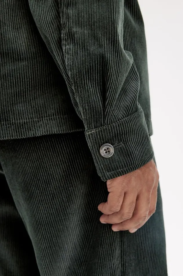 Men Overshirts Fred Perry Corduroy Overshirt Night Green