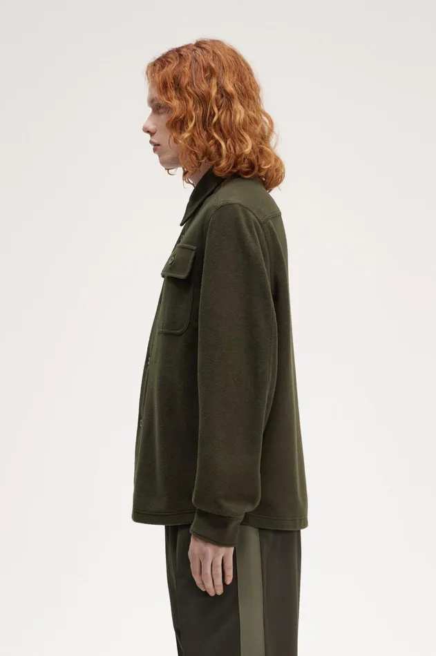 Men Overshirts Fred Perry Fleece Overshirt Hunting Greenchampagnechampagne