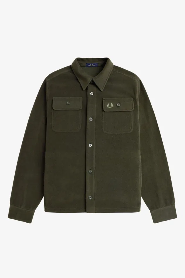 Men Overshirts Fred Perry Fleece Overshirt Hunting Greenchampagnechampagne