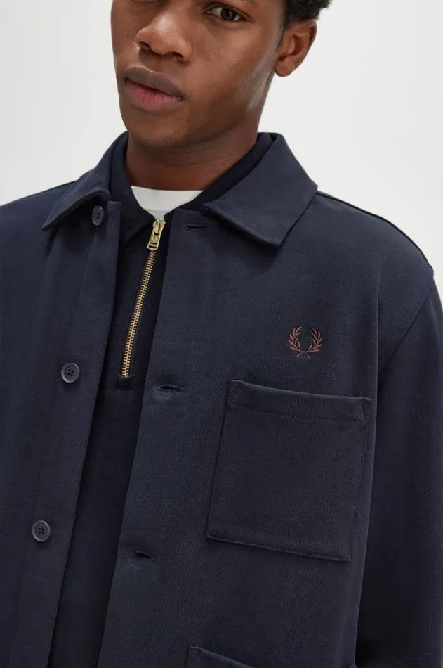 Men Overshirts Fred Perry Heavyweight Sweat Overshirt Navy