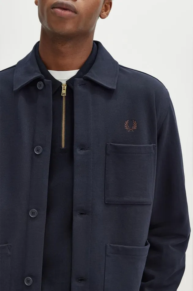 Men Overshirts Fred Perry Heavyweight Sweat Overshirt Navy