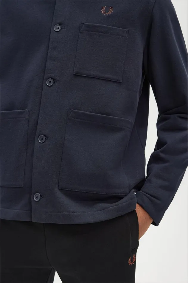 Men Overshirts Fred Perry Heavyweight Sweat Overshirt Navy