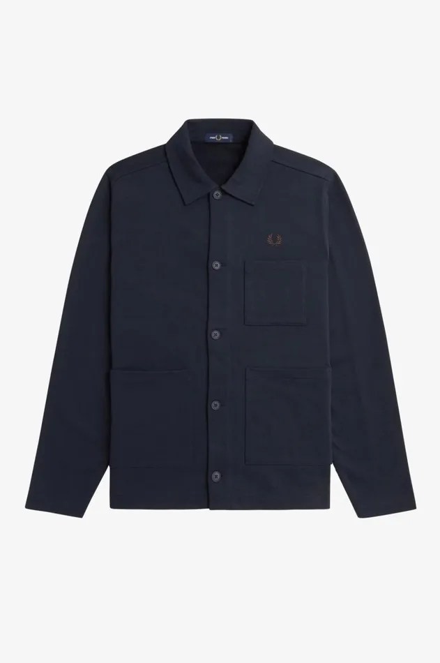 Men Overshirts Fred Perry Heavyweight Sweat Overshirt Navy