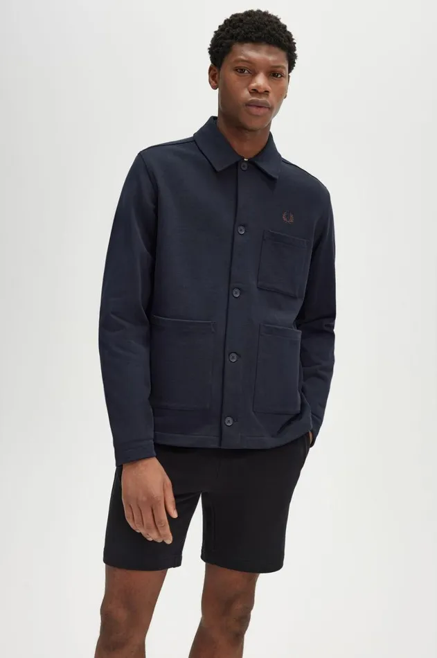 Men Overshirts Fred Perry Heavyweight Sweat Overshirt Navy