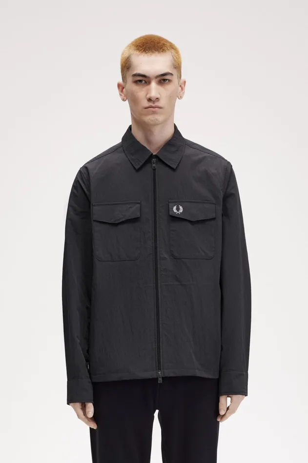 Men Overshirts Fred Perry Pocket Overshirt Anchor Grey