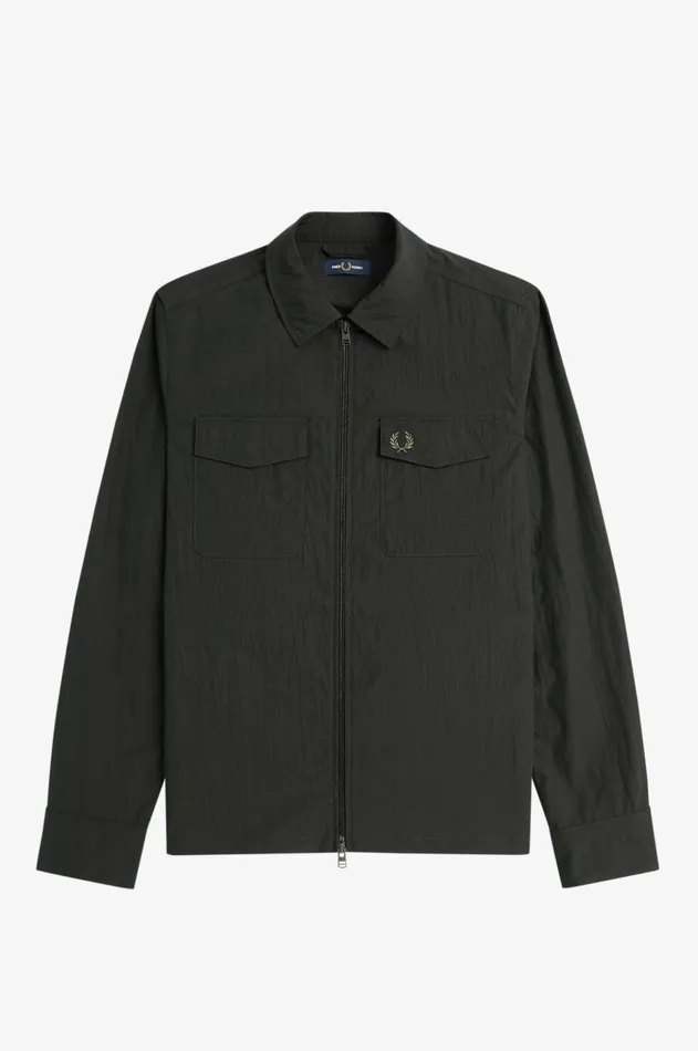 Men Overshirts Fred Perry Pocket Overshirt Night Greensnow White