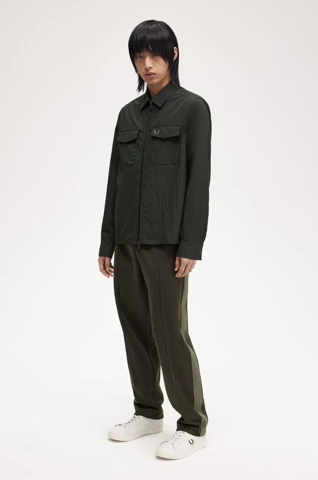 Men Overshirts Fred Perry Pocket Overshirt Night Greensnow White