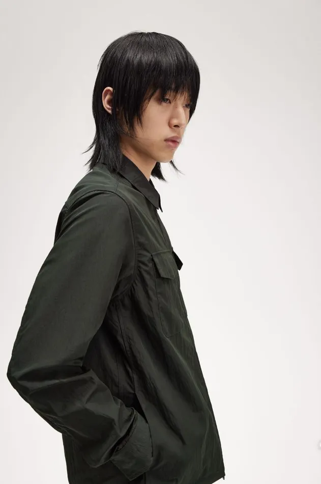 Men Overshirts Fred Perry Pocket Overshirt Night Greensnow White