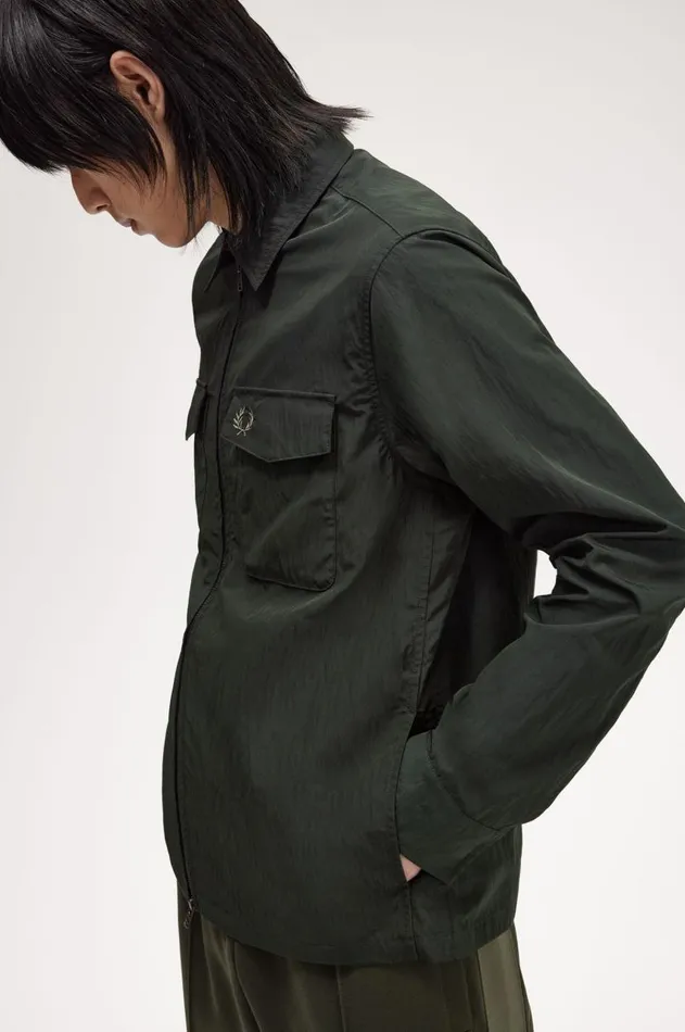 Men Overshirts Fred Perry Pocket Overshirt Night Greensnow White