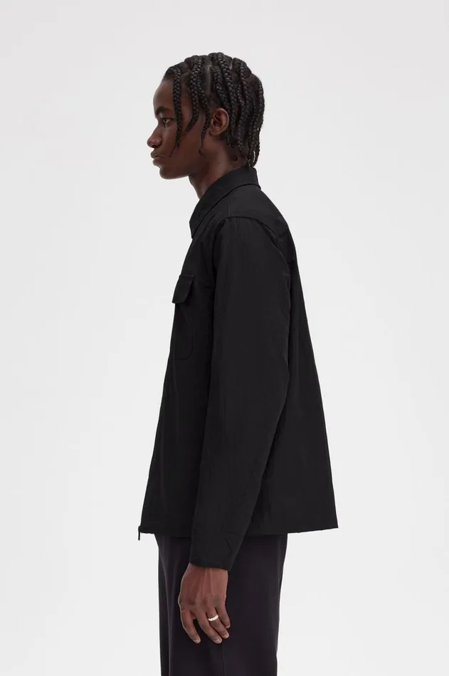 Men Overshirts Fred Perry Textured ZipThrough Overshirt Black