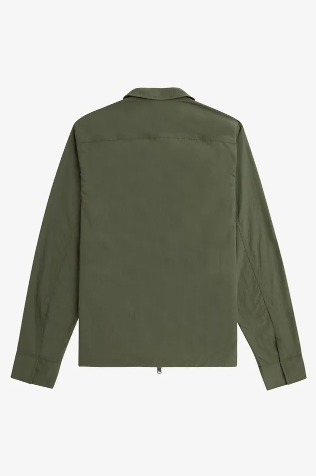 Men Overshirts Fred Perry Textured ZipThrough Overshirt Laurel Wreath Green