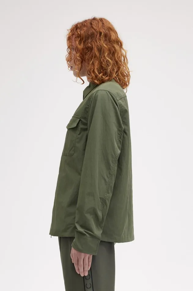 Men Overshirts Fred Perry Textured ZipThrough Overshirt Laurel Wreath Green
