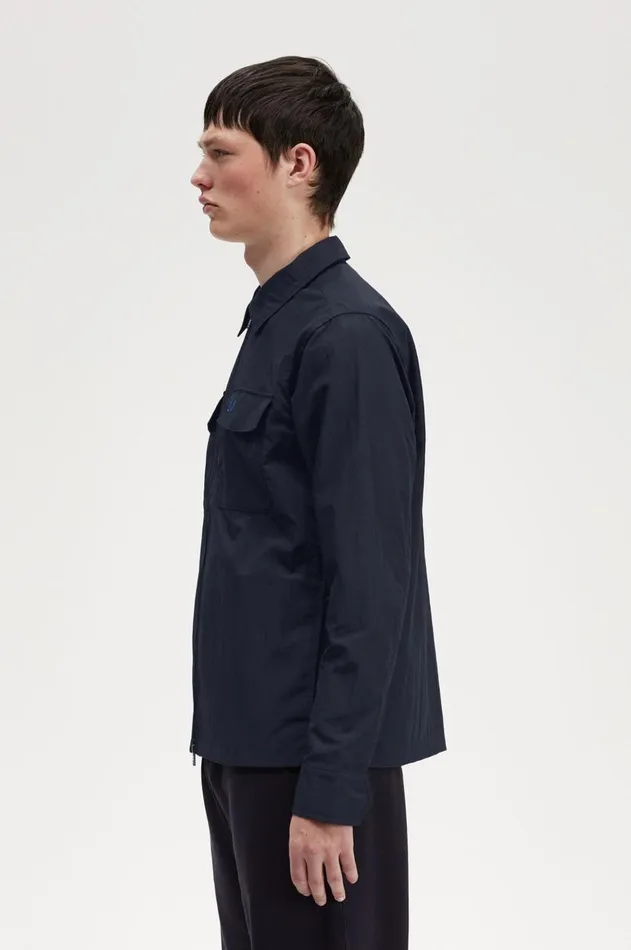 Men Overshirts Fred Perry Textured ZipThrough Overshirt Navy