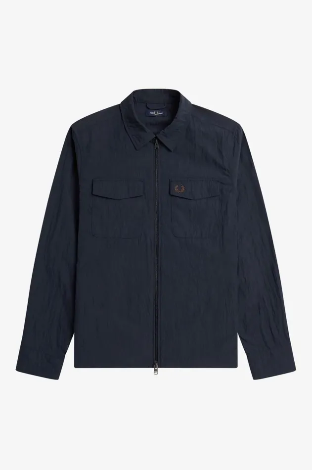 Men Overshirts Fred Perry Textured ZipThrough Overshirt Navy