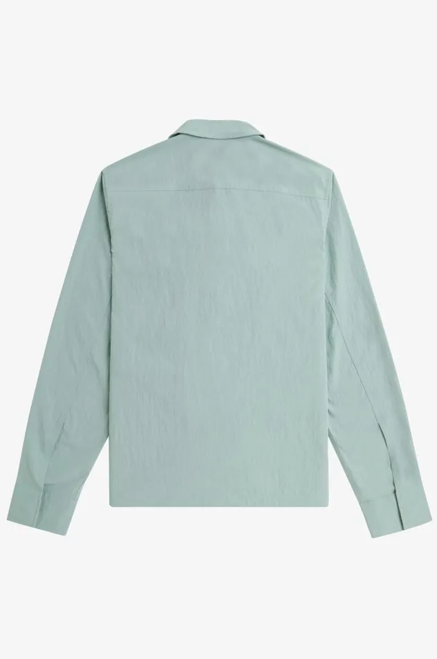 Men Overshirts Fred Perry Textured ZipThrough Overshirt Silver Blue
