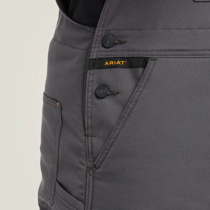 Men Pants and Shorts Ariat Rebar DuraCanvas Stretch Insulated Bib Rebar Gray