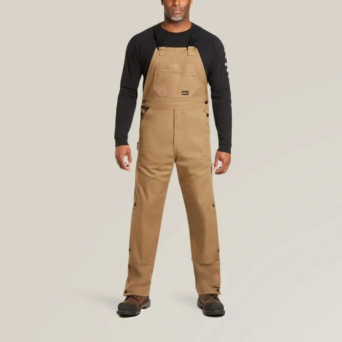 Men Pants and Shorts Ariat Rebar Duracanvas Unlined Bib Field Khaki