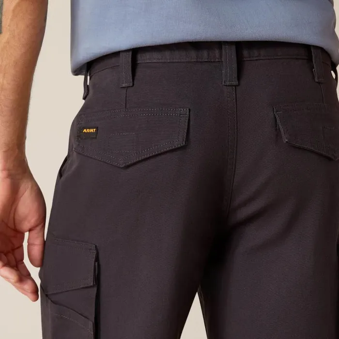 Men Pants and Shorts Ariat Rebar DuraStretch Made Tough Cargo 11034 Short Charcoal