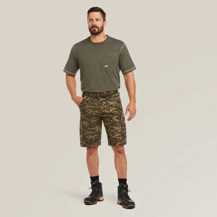 Men Pants and Shorts Ariat Rebar DuraStretch Made Tough Cargo 11034 Short Olive Camo Men Pants and Shorts Ariat Rebar DuraStretch Made Tough Cargo 11034 Short Olive Camo