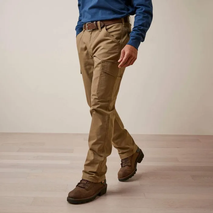 Men Pants and Shorts Ariat Rebar M4 Relaxed Made Tough Cargo Straight Pant Field Khaki