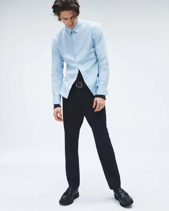 Men Pants Rag 038 Bone Lennox Tropical Wool Trouser Navy