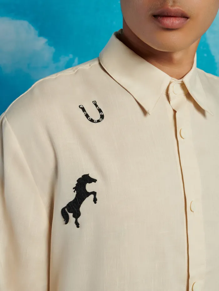 Men Penny Applique Shirt Vintage Cream Sister Jane Shirts