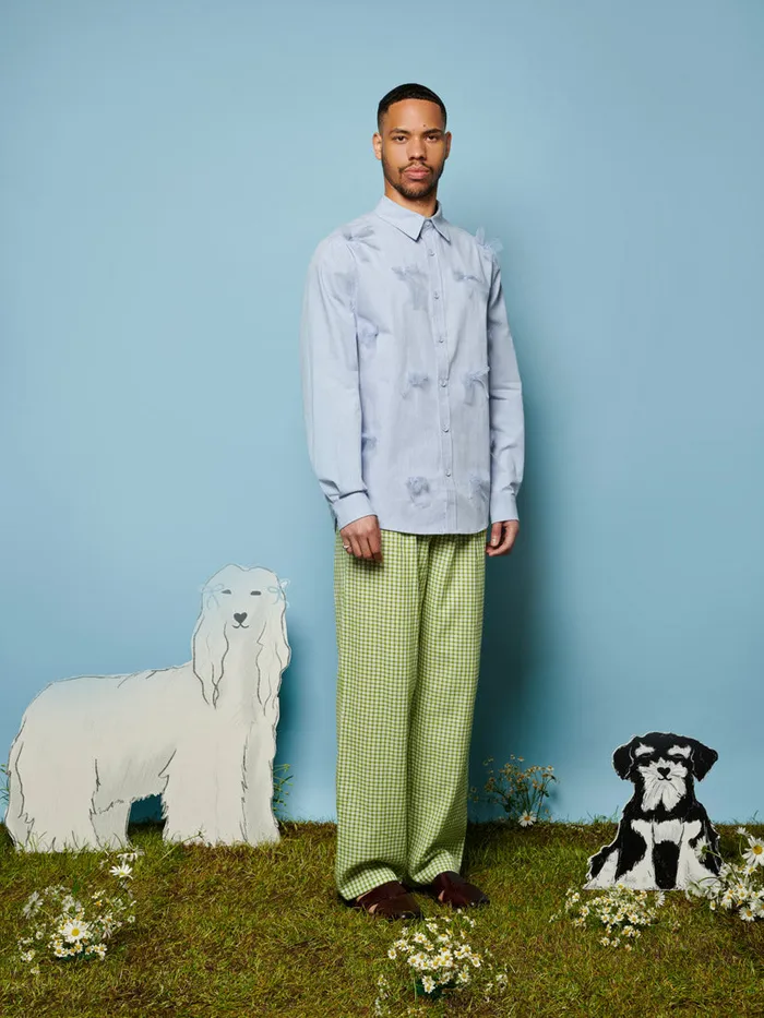 Men Penny Tulle Bow Shirt Pale Blue Sister Jane Shirts