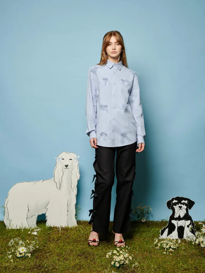 Men Penny Tulle Bow Shirt Pale Blue Sister Jane Shirts