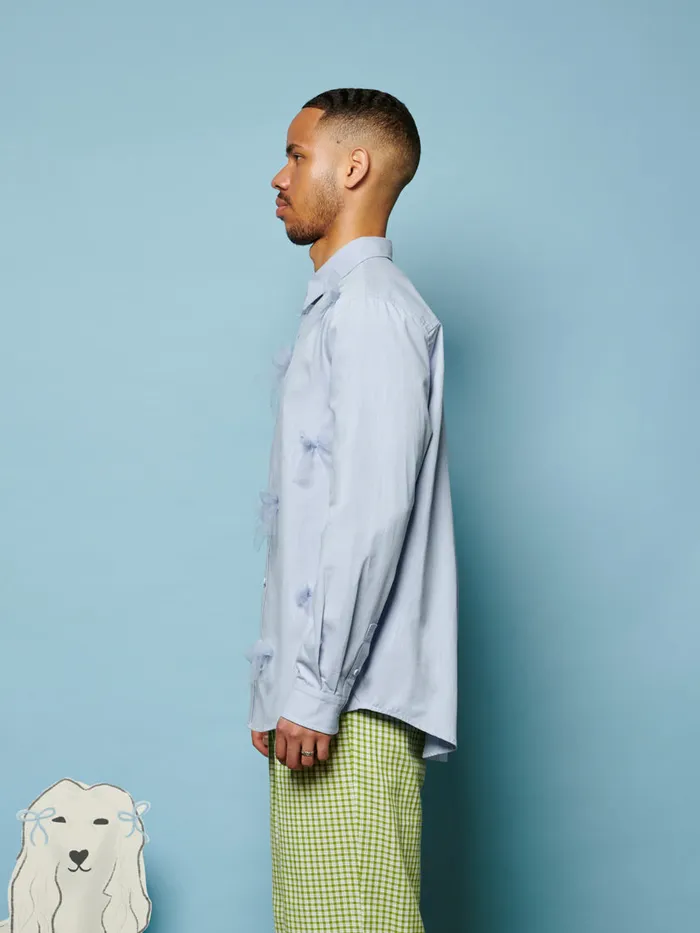Men Penny Tulle Bow Shirt Pale Blue Sister Jane Shirts