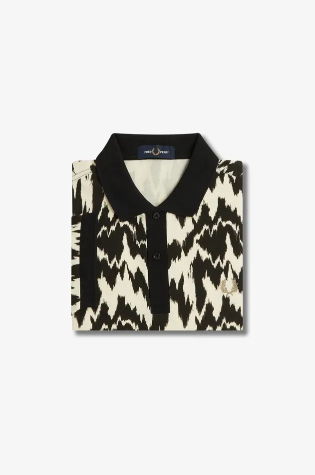 Men Polo Shirts Fred Perry Animal Print Polo Shirt Ecru