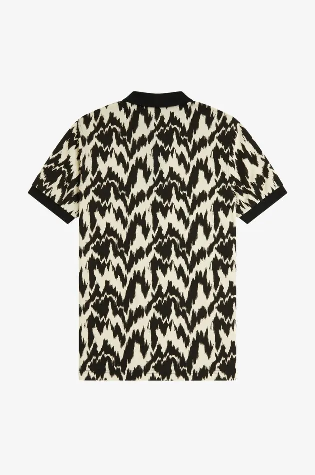 Men Polo Shirts Fred Perry Animal Print Polo Shirt Ecru