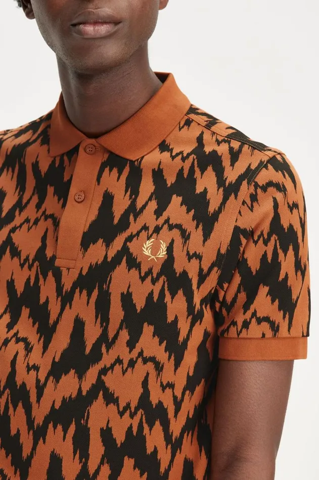 Men Polo Shirts Fred Perry Animal Print Polo Shirt Marmalade