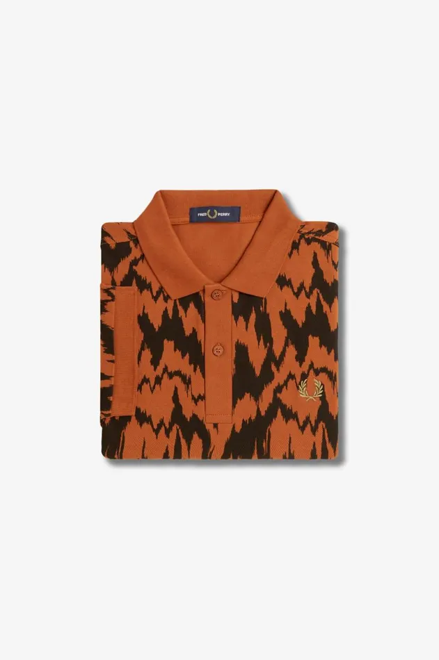Men Polo Shirts Fred Perry Animal Print Polo Shirt Marmalade