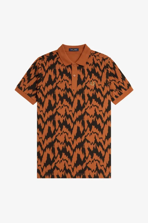Men Polo Shirts Fred Perry Animal Print Polo Shirt Marmalade