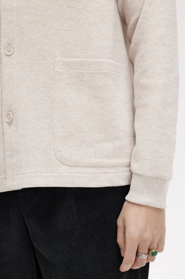 Men Polo Shirts Fred Perry Button Through Long Sleeve Polo Shirt Porridge Marl