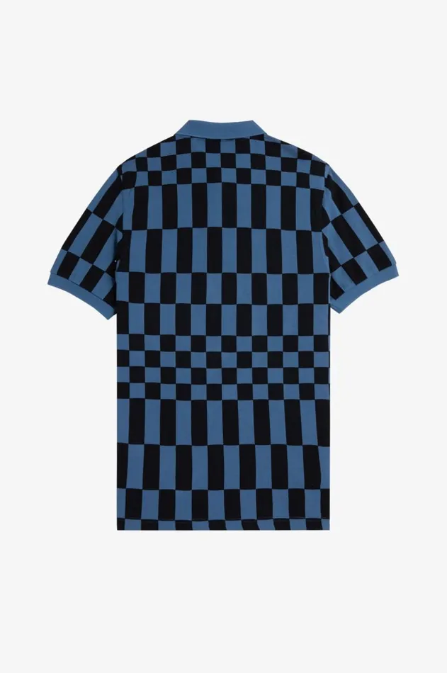 Men Polo Shirts Fred Perry Chequerboard Print Fred Perry Shirt Blackmidnight Blue