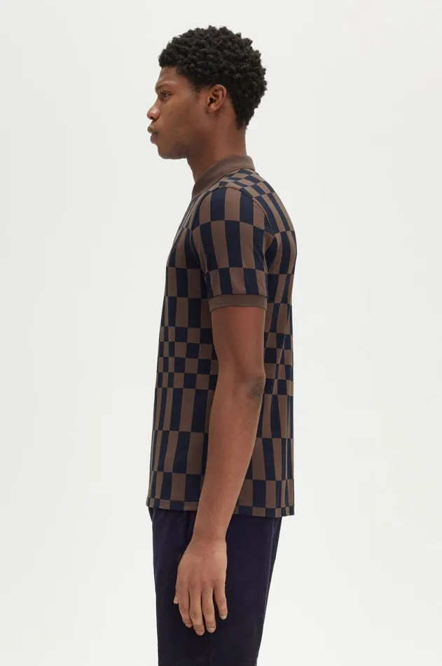 Men Polo Shirts Fred Perry Chequerboard Print Fred Perry Shirt Carrington Bricknavy